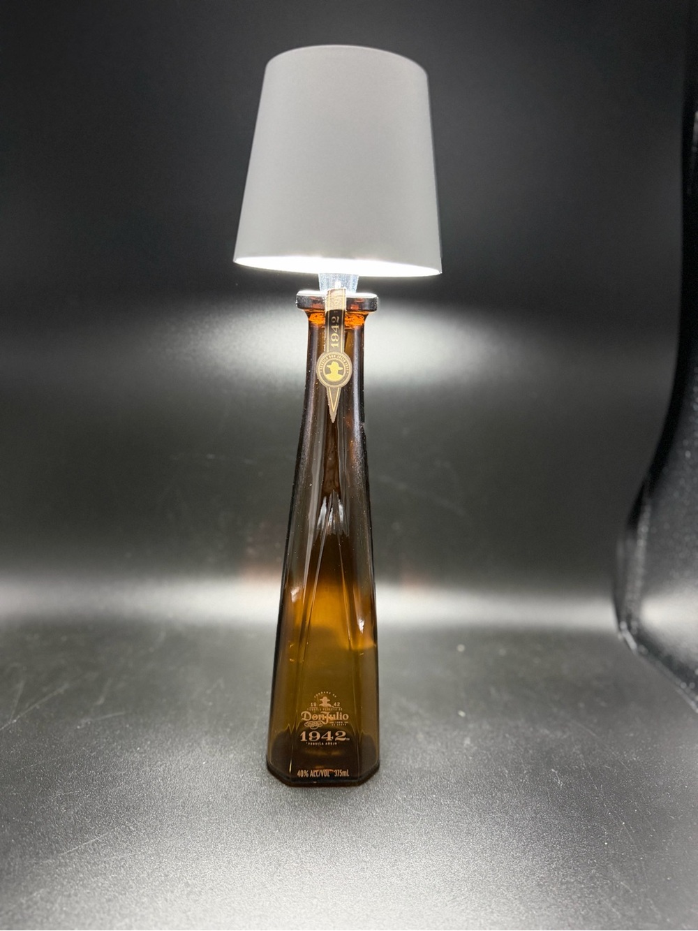 Repurposed Don Julio 375 ml bottle with usb rechargeable lamp light